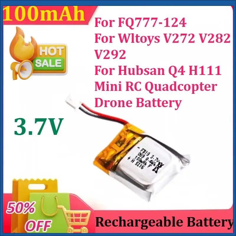 Drone Fq777 Rc Quadcopter - 3.7V 100mAh Lipo Pil için FQ777-124